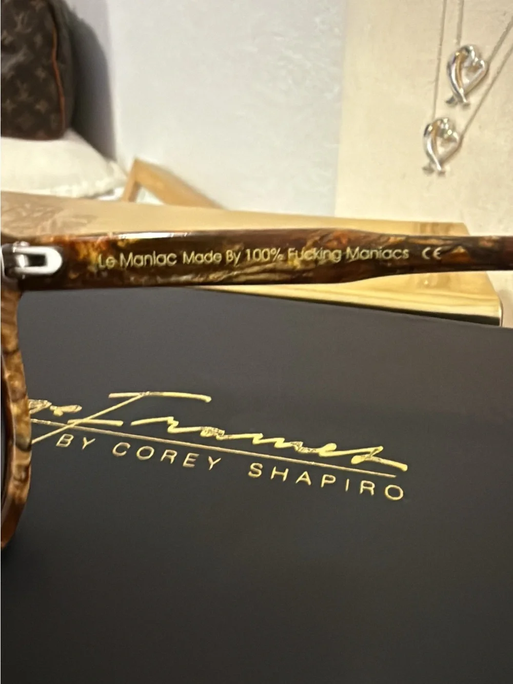 VINTAGE FRAMES BY COREY SHAPIRO LE MANIAC BURLWOOD BROWN NIB
